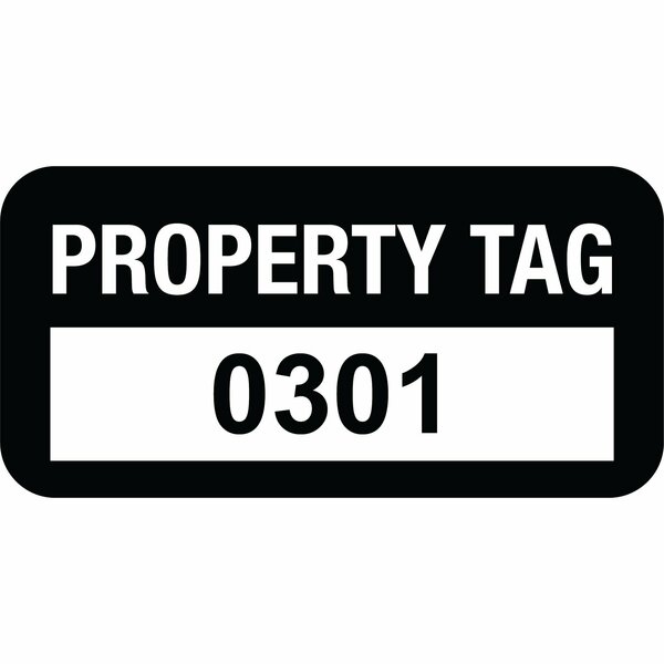 Lustre-Cal Property ID Label PROPERTY TAG Polyester Black 1.50in x 0.75in  Serialized 0301-0400, 100PK 253772Pe1K0301